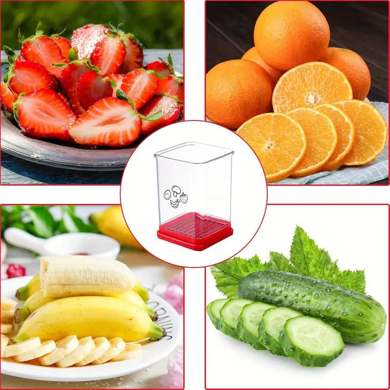 Kitchen Cutter with Slider - Stainless Steel Fruit and Vegetable Cutter, Portable Cutting Tool for Home and Commercial Use