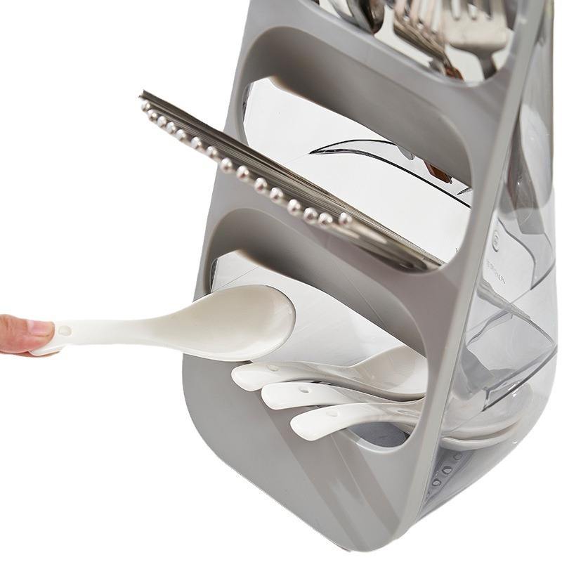 Multifunctional Three-Layer Plastic Utensil Storage Rack