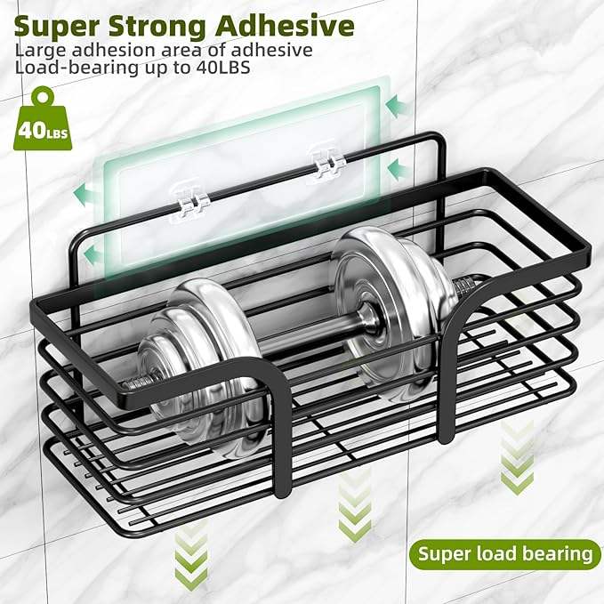 Black Wall-Mounted Metal Bathroom Shelf Set