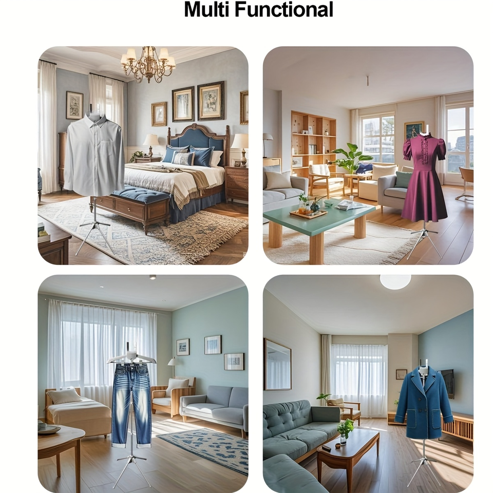 Adjustable Detachable Metal T-Shirt Display Stand Handheld Clothes Hanger Steamer Clothing Steamer Holder Wardrobe Living Room