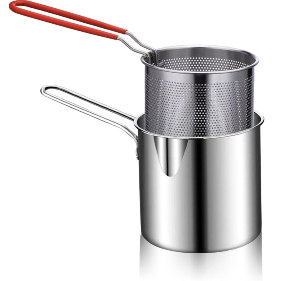 Stainless Steel Cooking Set with Round Frying Pan and Filter Basket