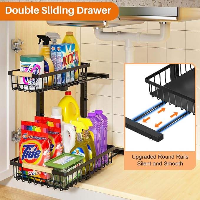 Adjustable Under-Sink Storage Rack and Spice Organizer