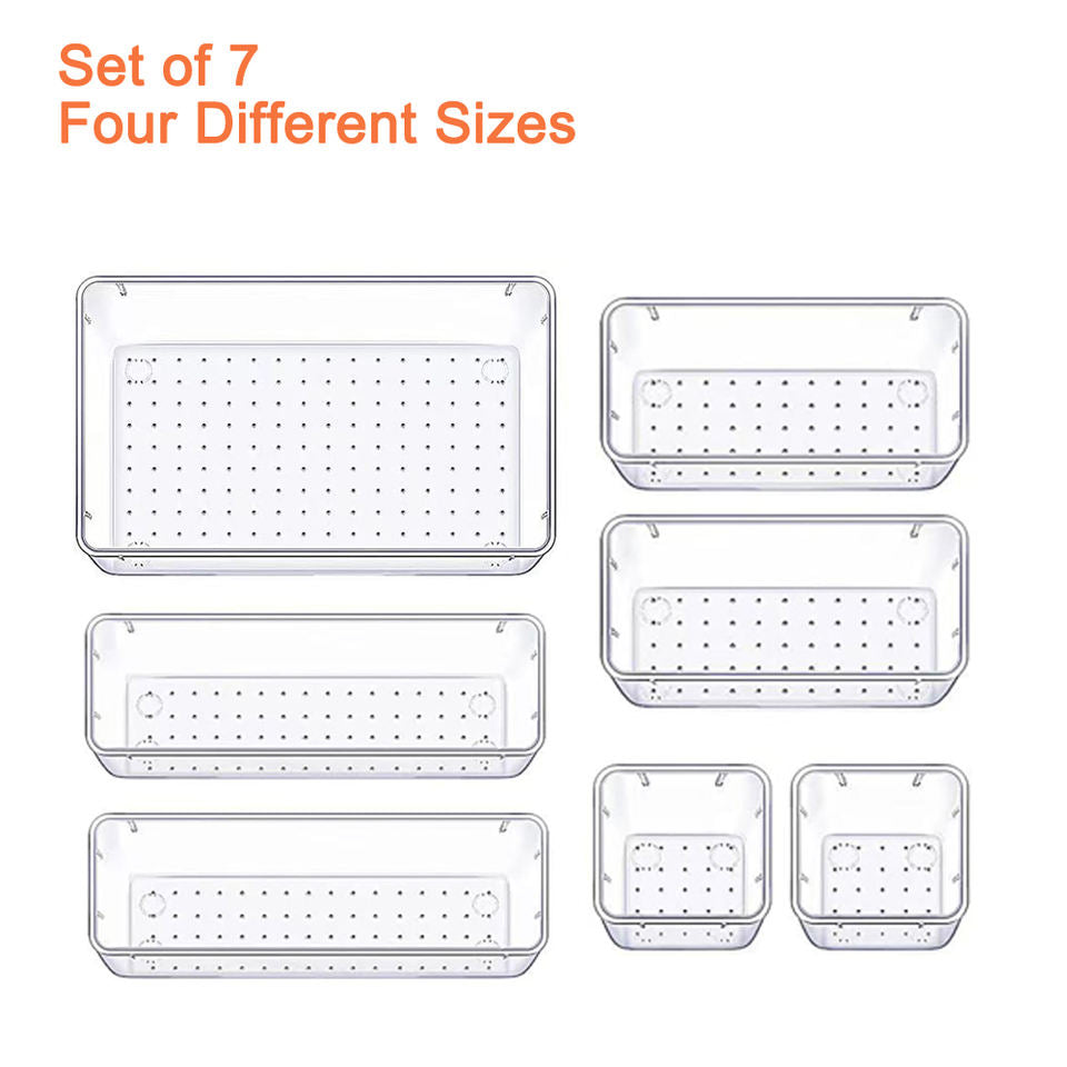 25-Piece Multifunctional Clear Organizer Set - Portable Drawer Organizer for Jewelry, Cosmetics, and Office Supplies