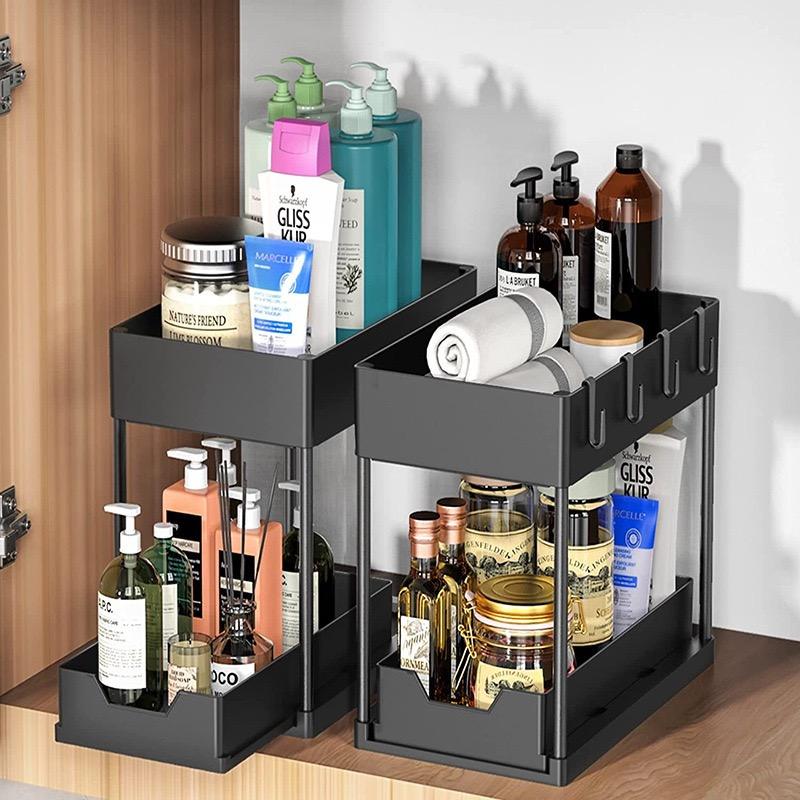 Multifunctional Pull-Out Storage Shelf Under Sink Organizer Kitchen and Bathroom Countertop Organizer