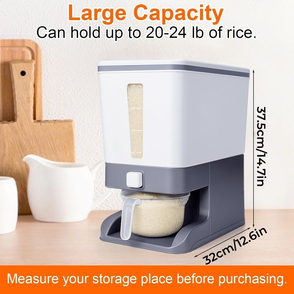 Best-Selling Modern Multifunctional PP Material Rectangular Rice and Grain Dispenser Storage Box Cabinet Organizer Container