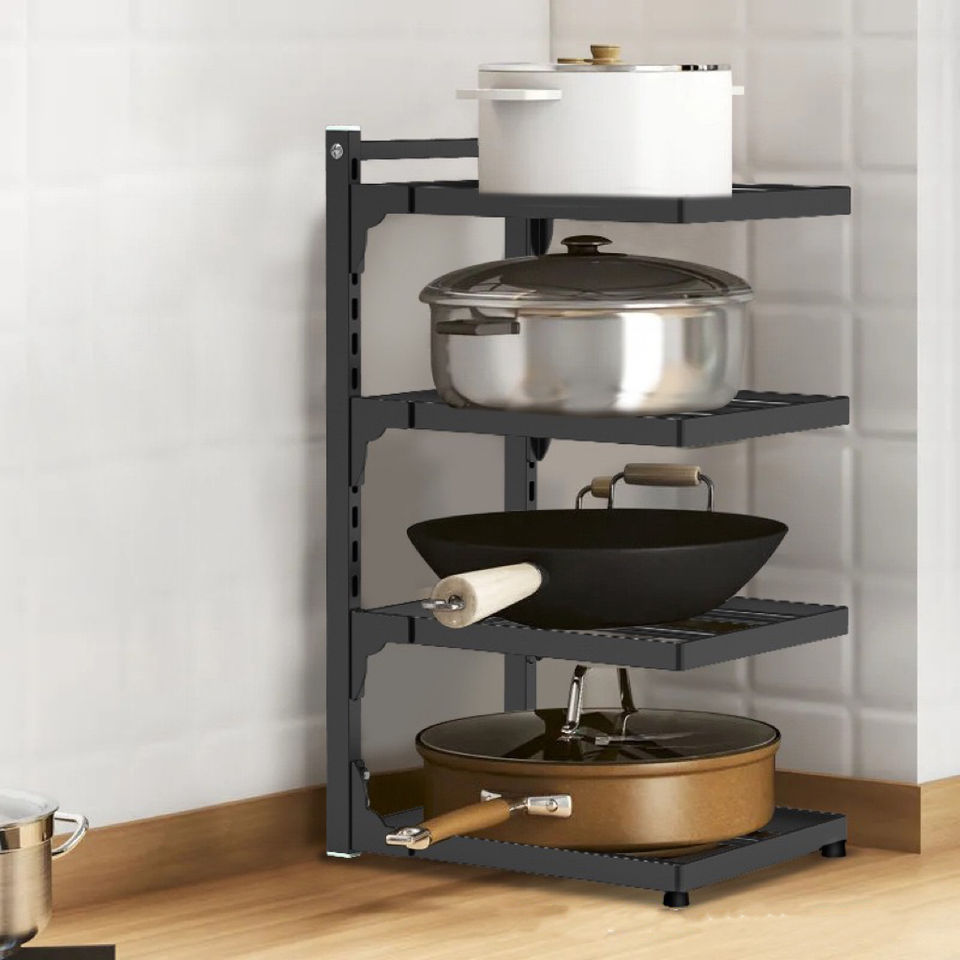 Adjustable Pots and Pans Organizer Stand for Kitchen Cabinet Storage