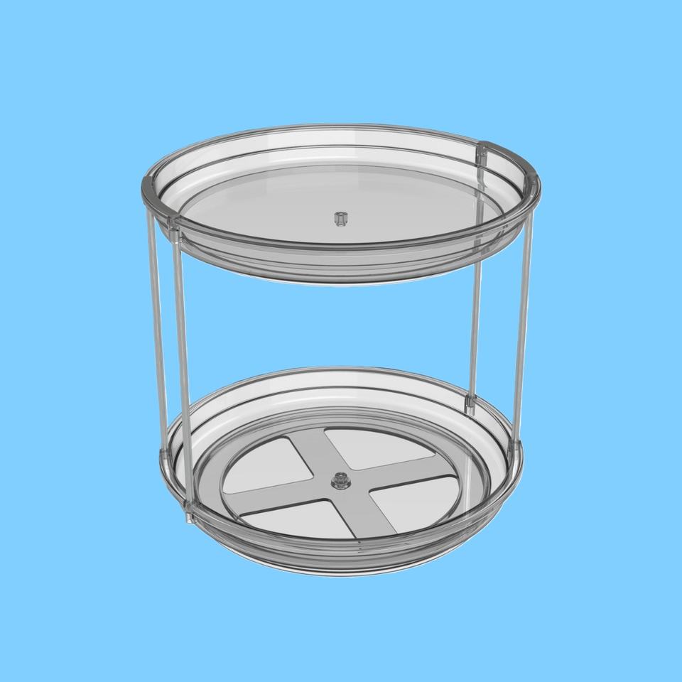 360° Rotating Plastic Kitchen Turntable Organizer with 2 Layers