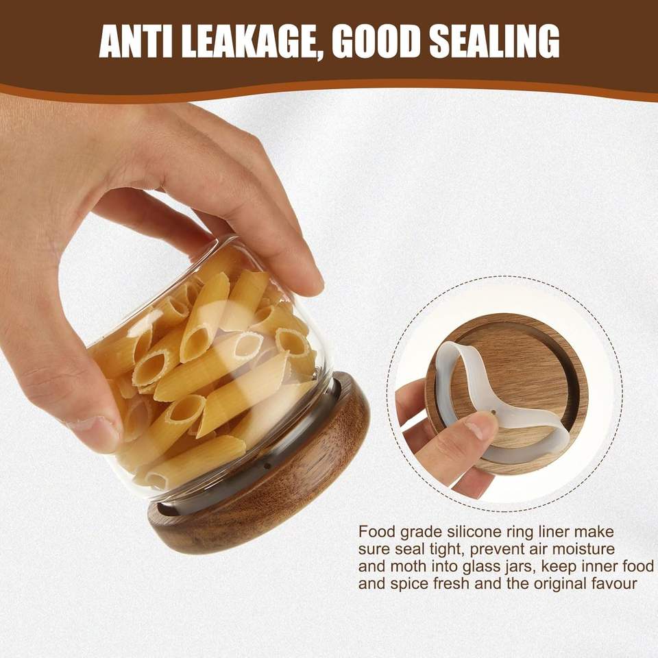 Small Glass Food Storage Container with Airtight Wooden Lid
