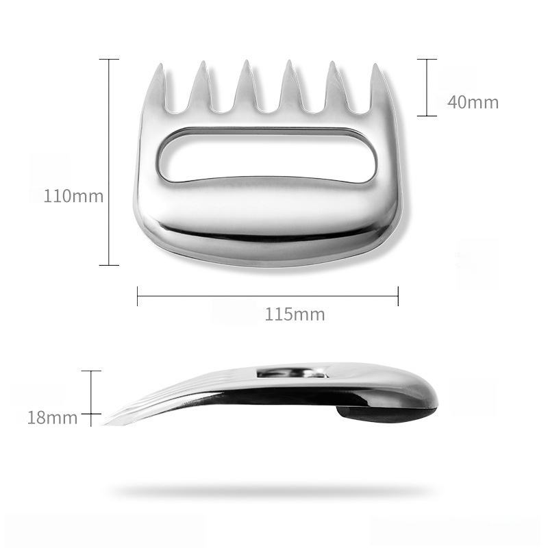 Stainless Steel Bear Claw Pulled Pork Meat Shredder BBQ Grill Tools - Pack of 2