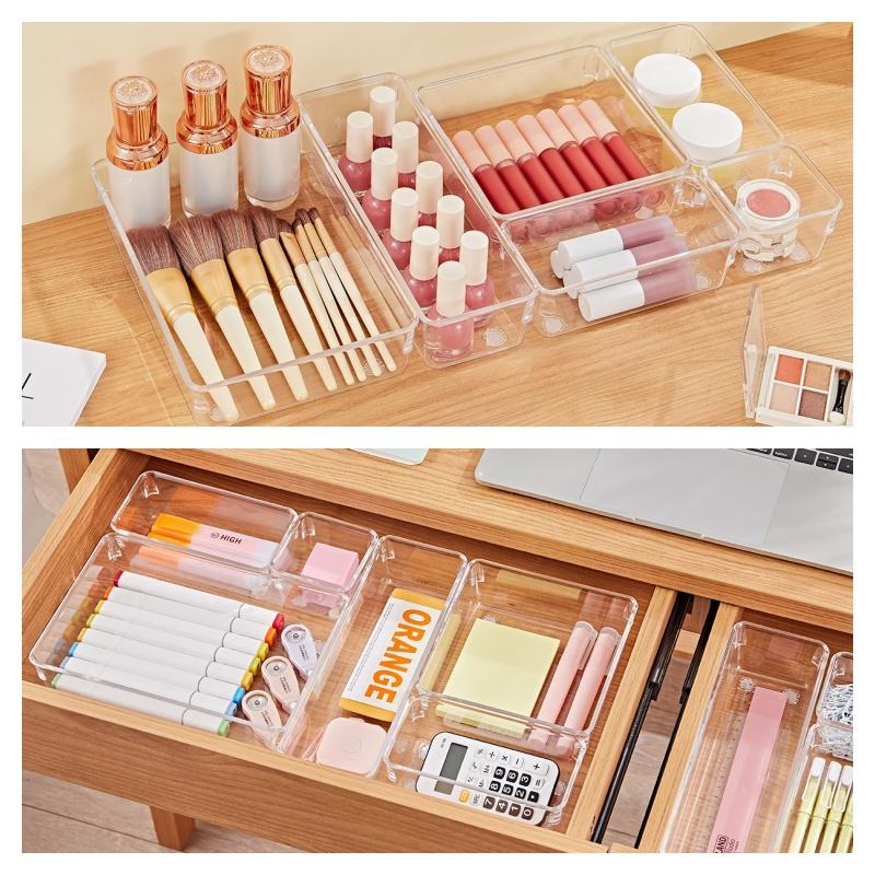 37-Piece Clear Drawer Storage Box Set - Large Capacity Multifunctional Makeup Organizer for Makeup and Skincare Storage