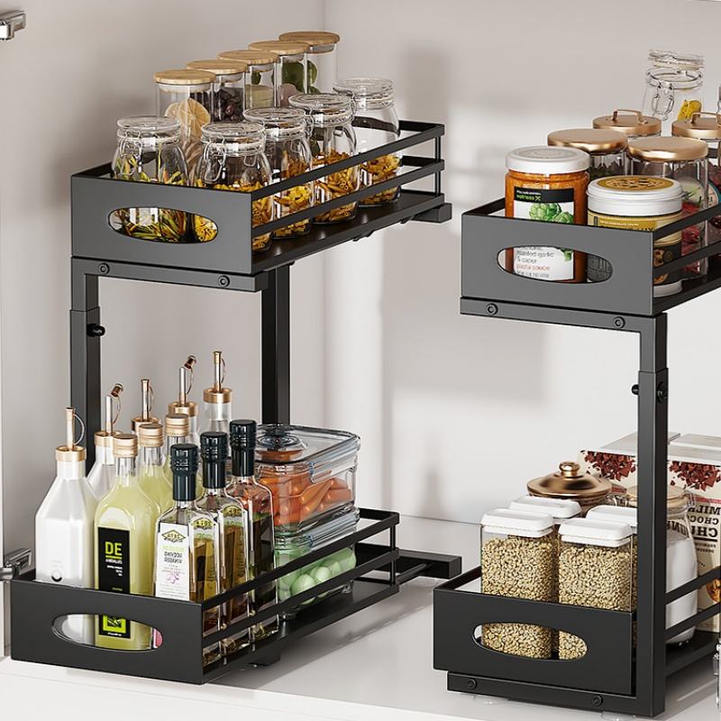 Expandable Two-Tier Kitchen Cabinet Organizer