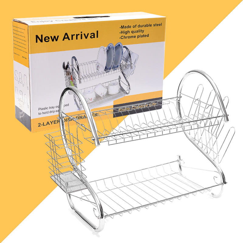 Double Layer Stainless Steel Dish Drainer Rack