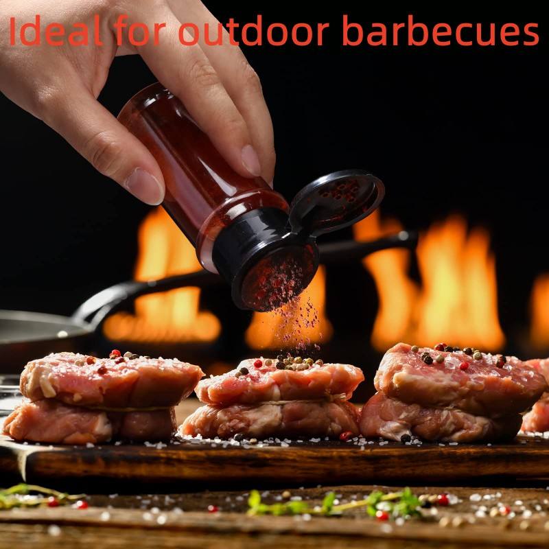 Outdoor Pepper Spray for Kitchen Camping Picnic BBQ Plastic Spice Jar Bottle with Funnel Sticker Brush