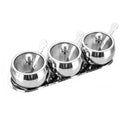 Stainless Steel Kitchen Spice Jar Set Salt Shaker Spice Dispenser Glass