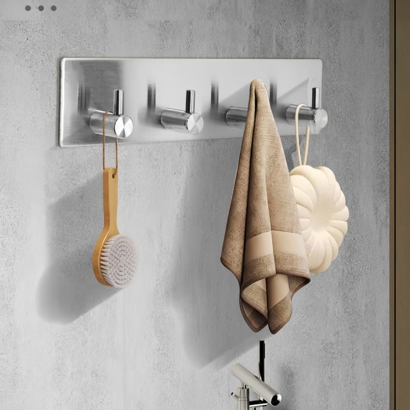 304 Stainless Steel Wall-mounted Key Holder with 4 Sturdy Hooks, Key Organizer