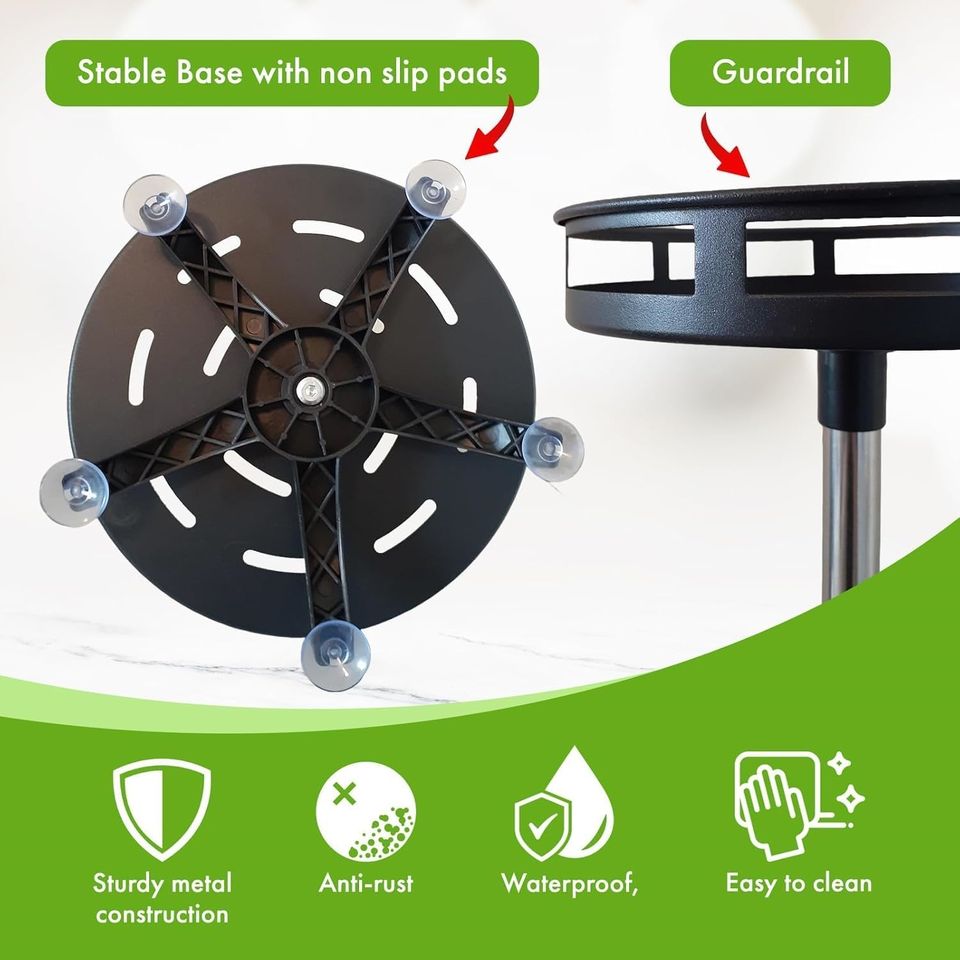 Rotating Kitchen Spice Rack Organizer with Shelf and Cabinet Holders Lazy Susan