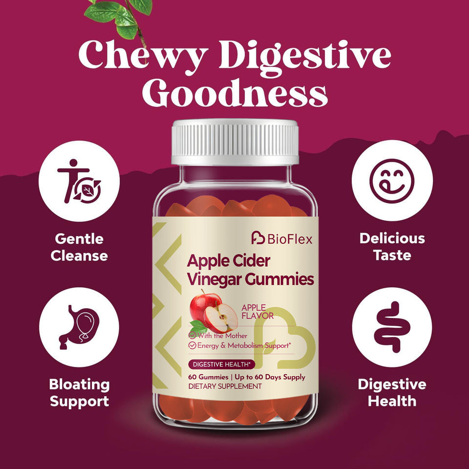 BioFlex Wholesale OEM White Label Vegan ACV Gummies Bio Fat Burner Apple Cider Vinegar Supplement Weight Loss Adults 60