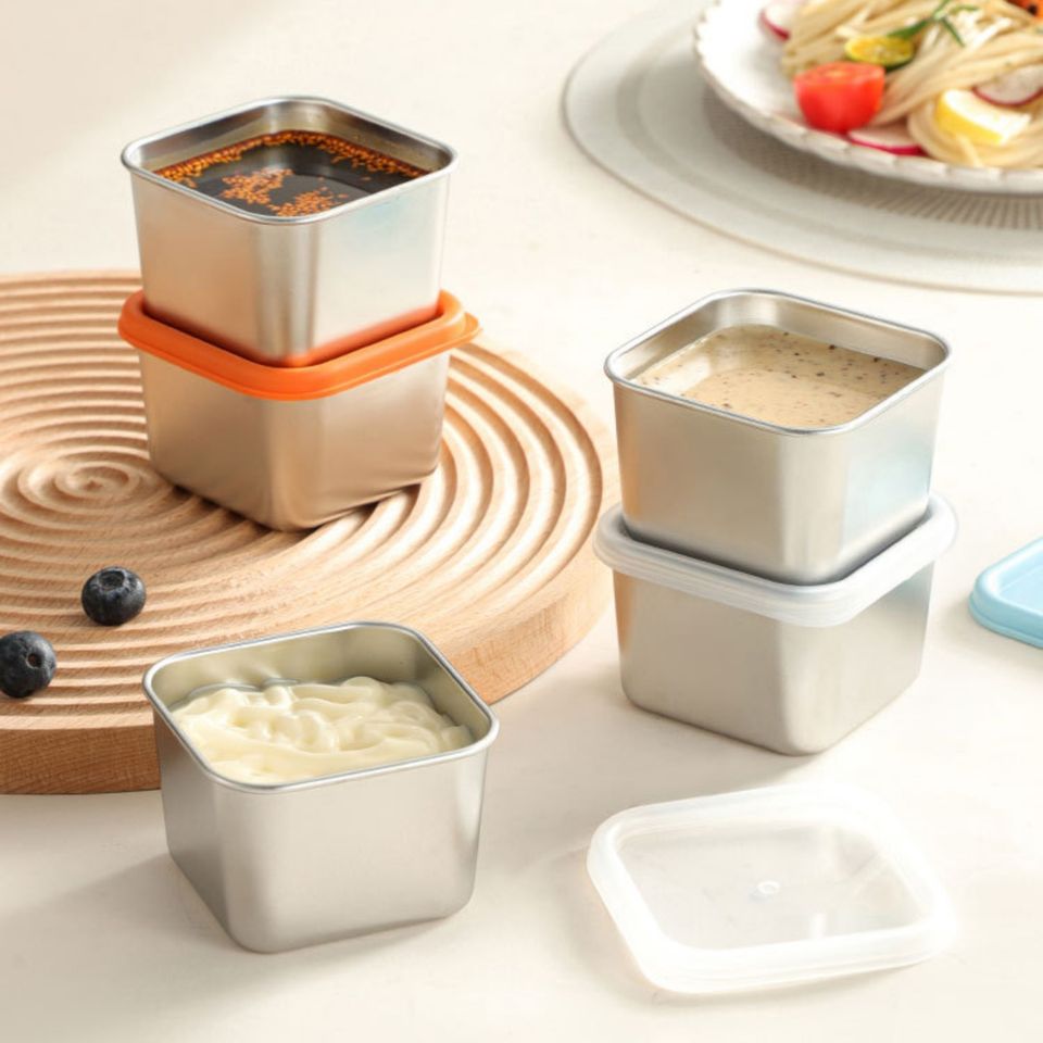 Stainless Steel Mini Sauce Dishes Individual Saucers Square Spice Bowls Sushi Dip Bowls Appetizer Plates