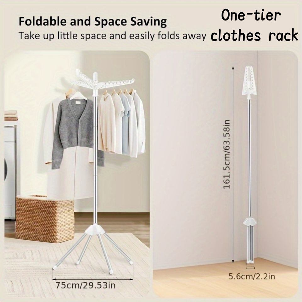 Foldable Multifunctional Laundry Dryer with Rotating Clothes Hanger Arms
