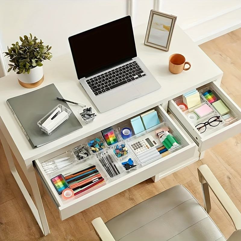 6/11/15 Transparent Plastic Drawer Organizer Set - 4 Large, Versatile Kitchen Drawer Organizer Utensil Trays, Stackable Dividers