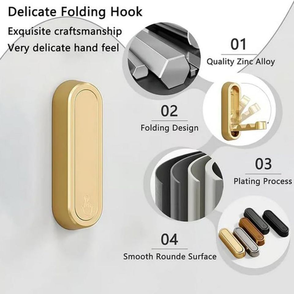 Foldable Metal Clothing Hook for Home and Door