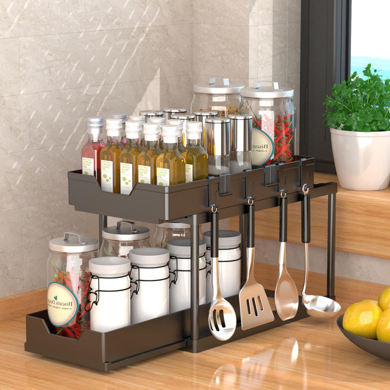 Adjustable Double-Layer Sink Organizer Kitchen Storage