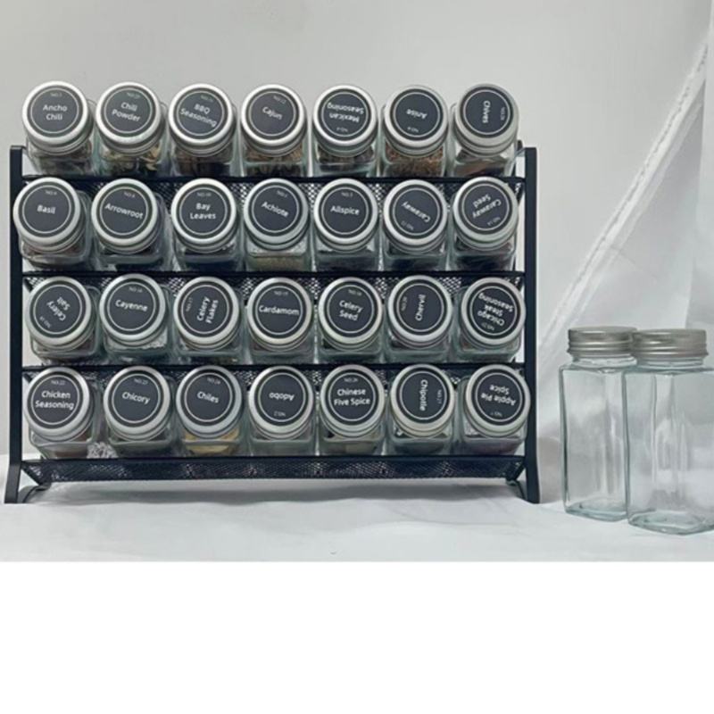 4-Tier Foldable Spice Rack Organizer for Cabinet Pantry Easy Visibility Counter top Storage Holder