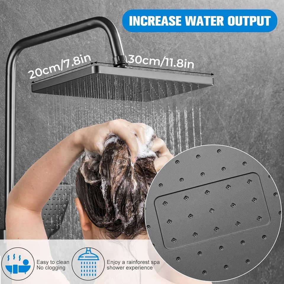 Intelligent Bathroom Aluminum Rainwater Shower System with 4 Functions Cold and Hot Stream Faucet Set