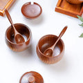 Rustic Wooden Spice Jar with Lid and Spoon