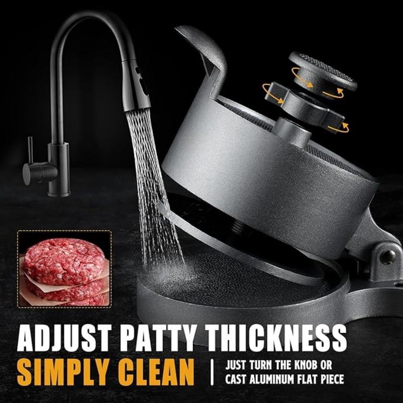 Adjustable Metal Burger Press - Small Home Burger Patty Press, Beef Cheese Vegetable Pie Maker Molds