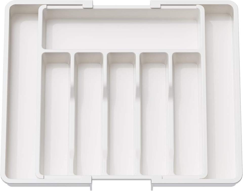 Expandable Kitchen Utensil Tray Plastic Utensil Organizer for Home Use Cutlery Drawer Organizer