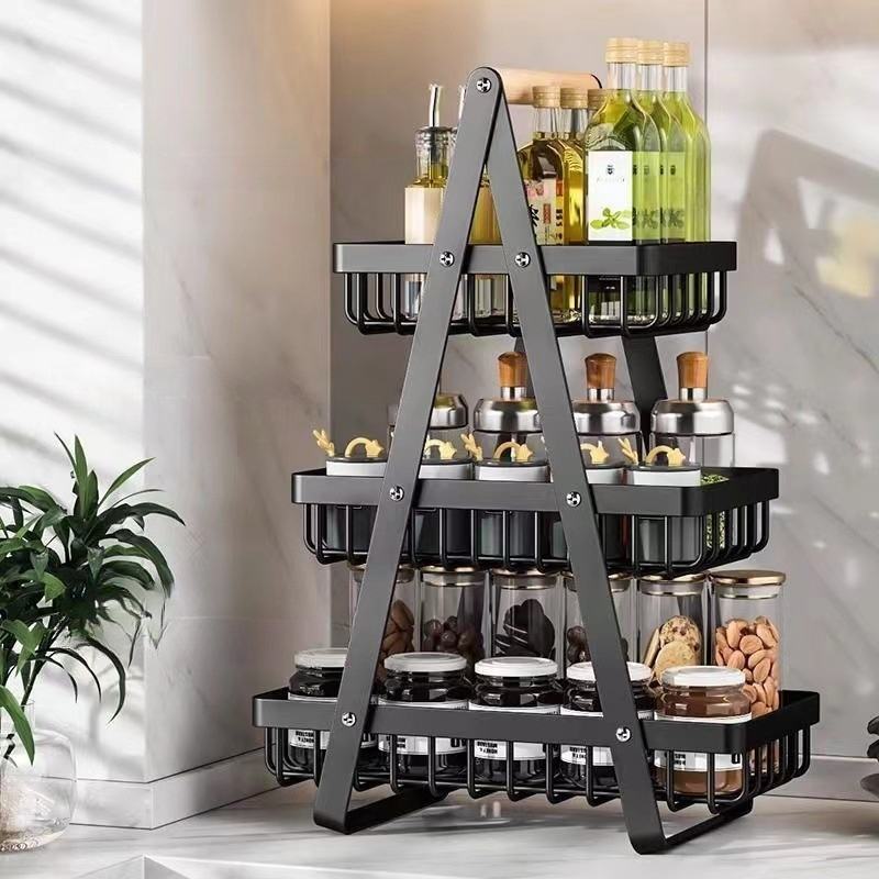 Metal Standing Fruit and Vegetable Basket with Portable Handle