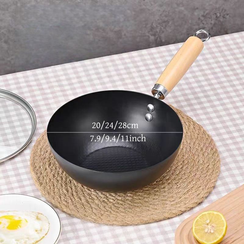 Hand-Hammered Flat Bottom Pan with Glass Lid for Gas and Induction Cooktops
