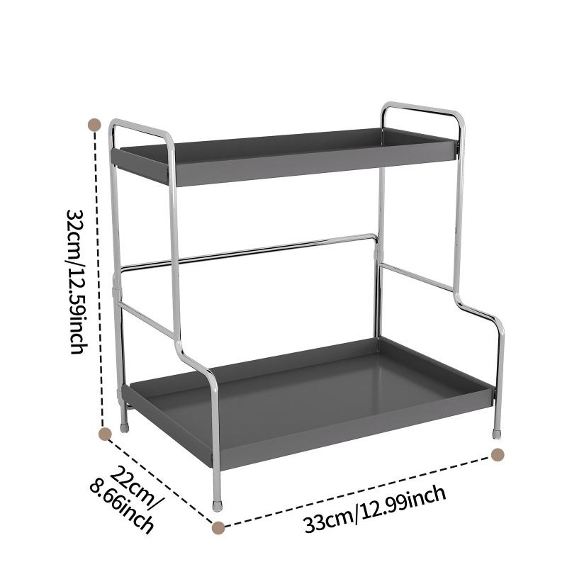 2-Layer Multifunctional Metal Storage Shelf for Bathroom Cosmetic Organizer