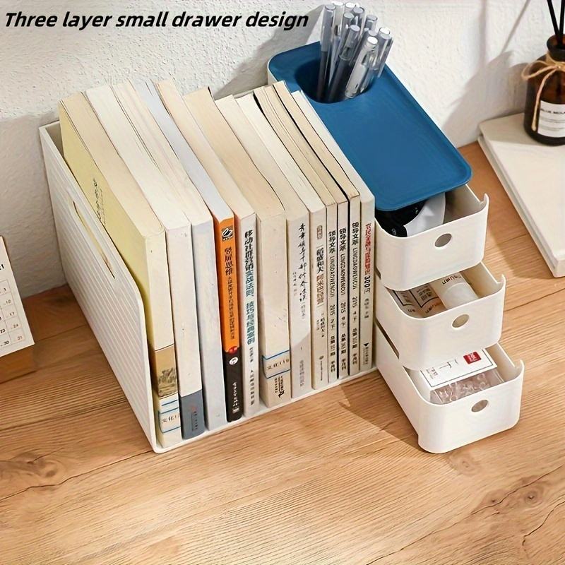 Desk Organizer with 3 Mini Drawers, Multifunctional Plastic Storage Box for Stationery and Office Supplies