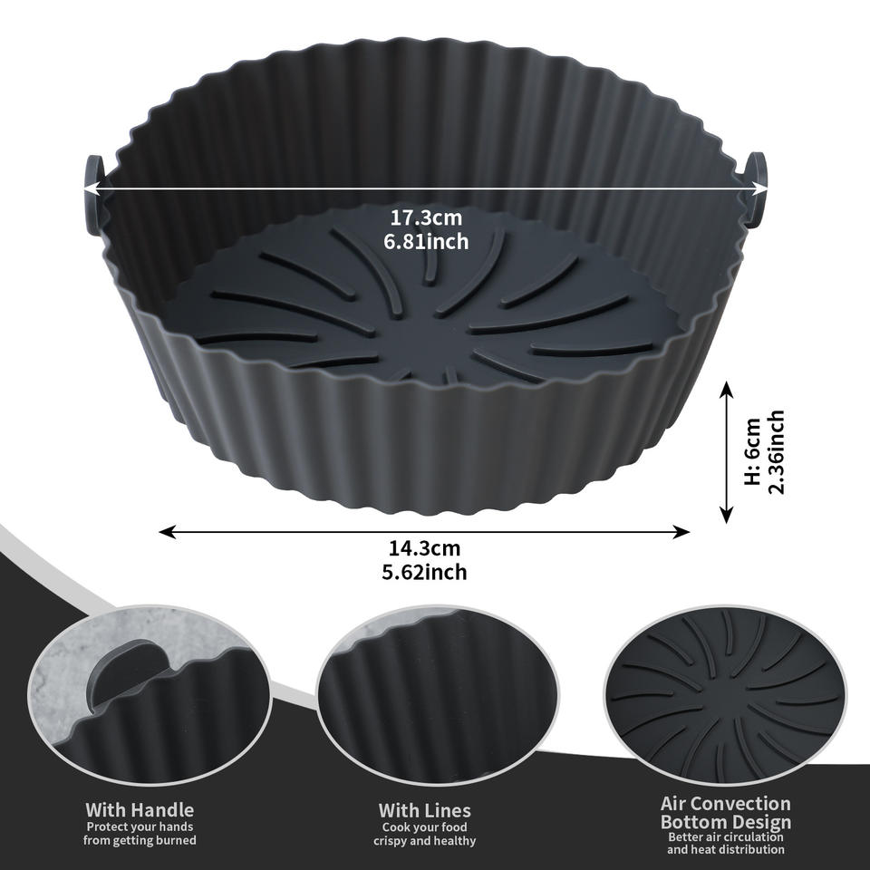 Reusable Silicone Air Fryer Basket for Hot Air Fryers and Ovens, Replaces Parchment Paper Liners
