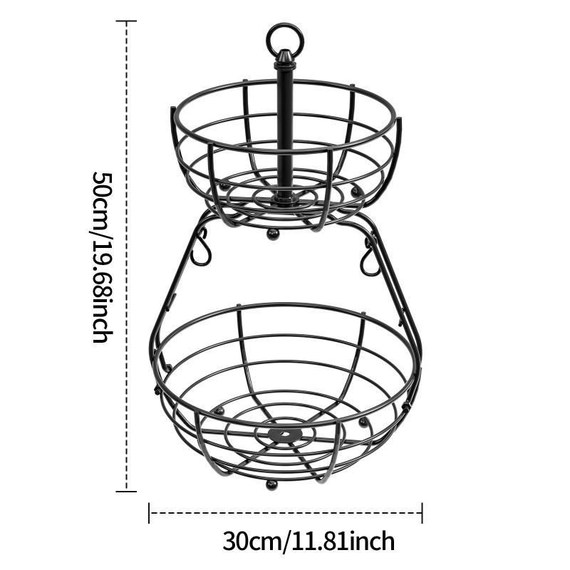 2 Tier Kitchen Metal Fruit Basket Portable Metal Storage Rack Removable Multi-layered Fruit Holder Kitchen Fruit Rack