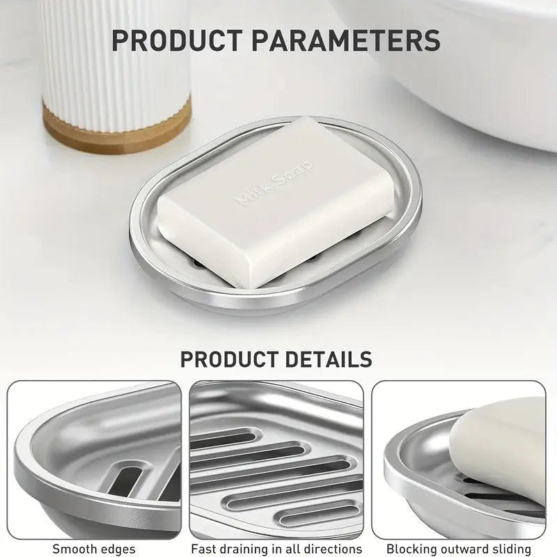 Stainless Steel Kitchen Soap Holder with Drainage Tray for Bath and Bathtub