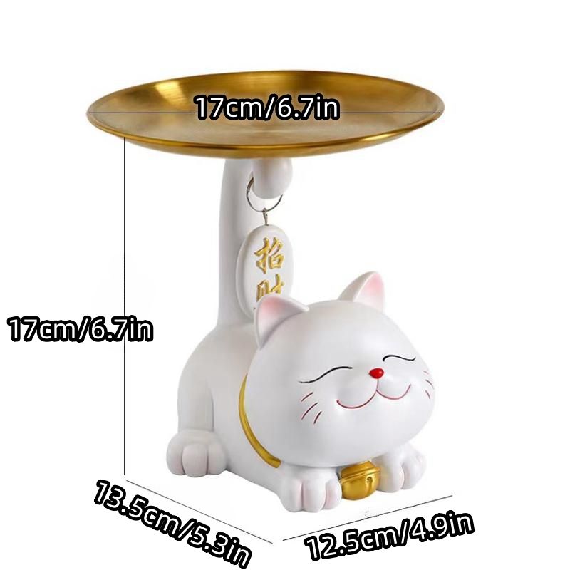 Creative Entry Lucky Cat Storage Tray for Keys Cute Ornaments Living Room Shoe Cabinet TV Cabinet Home Decor