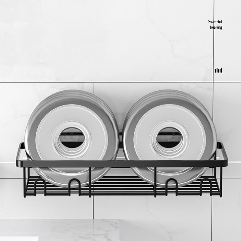 High-Quality Wall-Mounted Black Iron Bathroom Shelf