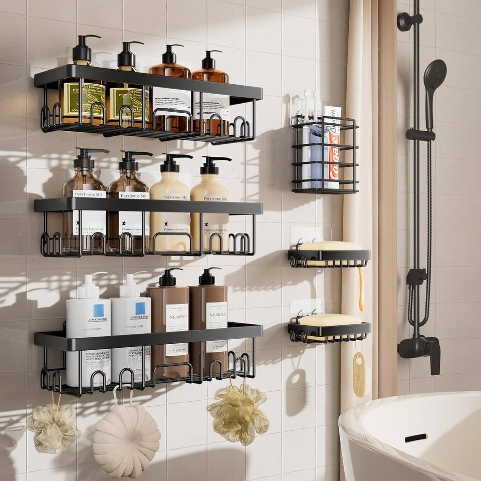 Metal Wall Shower Shelf for Bathroom Storage of Shampoo and Gel