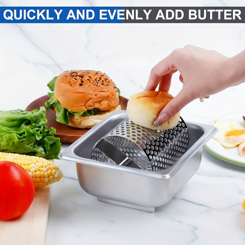Brötchen-Butterroller | Edelstahl-Brotbutter-Radgrillplatte | Tragbarer Multifunktions-Grill für Camping