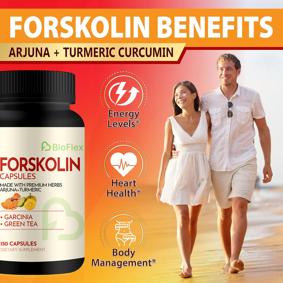 BioFlex Custom 5-in-1 Forskolin Herbal Slimming Capsules with Garcinia Cambogia and Green Tea for Weight Control