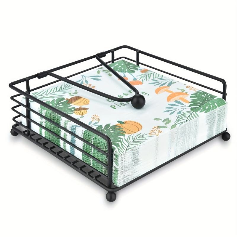 Modern European Creative Square Napkin Holder - Flat Metal with Weighted Arm for Kitchen and Car