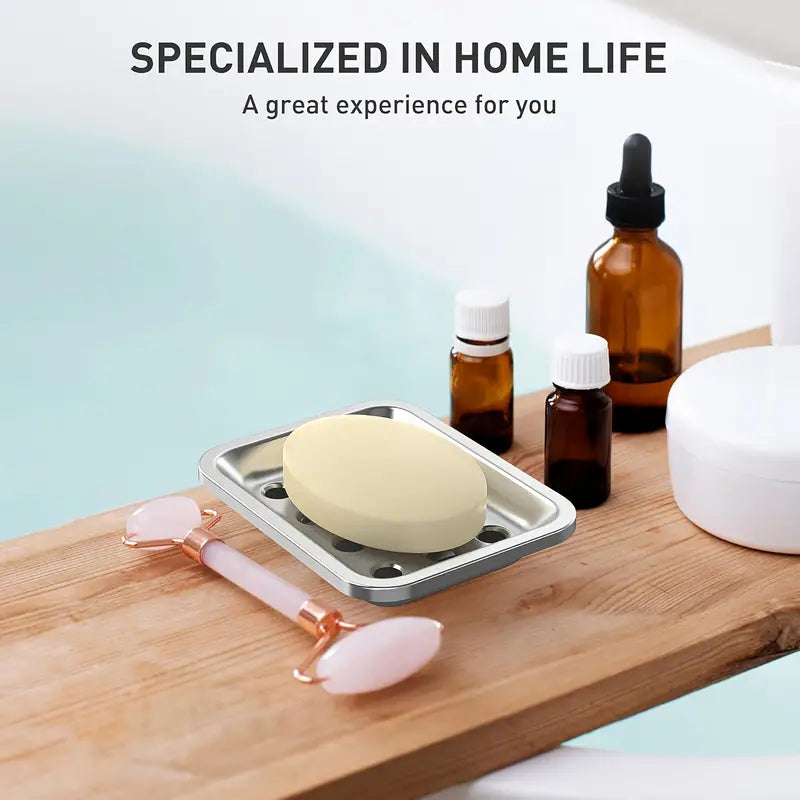 Stainless Steel Kitchen Soap Holder with Drainage Tray for Bath and Bathtub