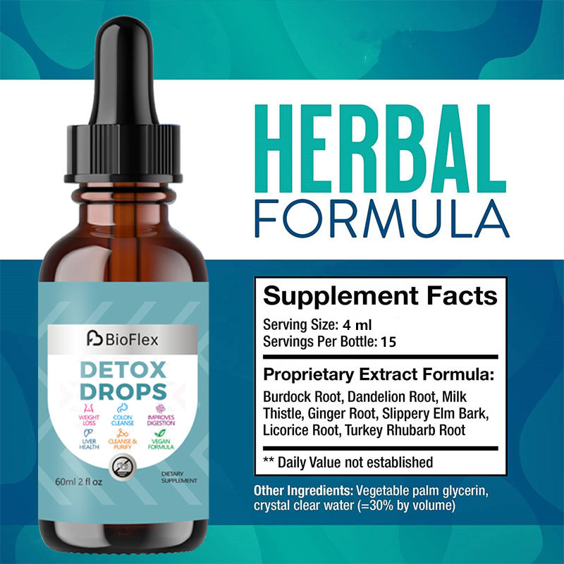 Natural Herbal Colon Liver Cleanse Detox Liquid Drops Health Extract Supplement for Adult Weight Loss