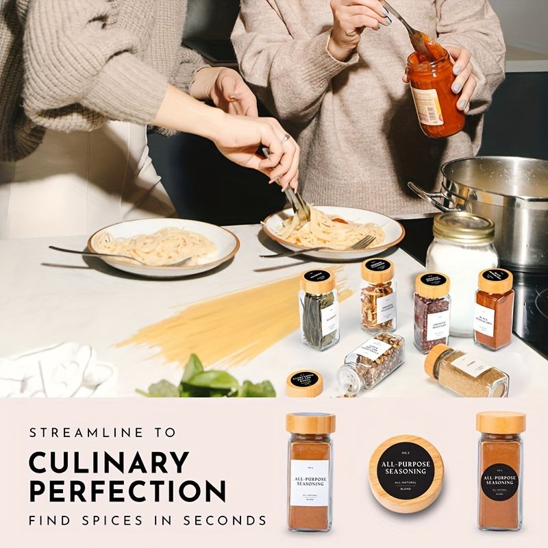 Glass Spice Jars with Bamboo Lids Set of 12/24 Pieces