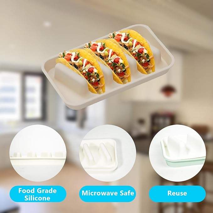 Silicone Taco Holder with Dividers for Family Meals and Parties