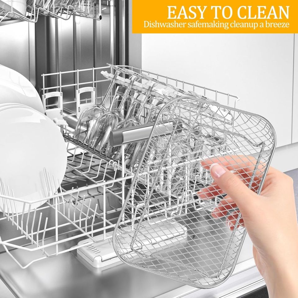 Stainless Steel Air Fryer Accessory Set - French Fries Basket, Grill Rack, Chip Rack, Oven BBQ/Baking Net