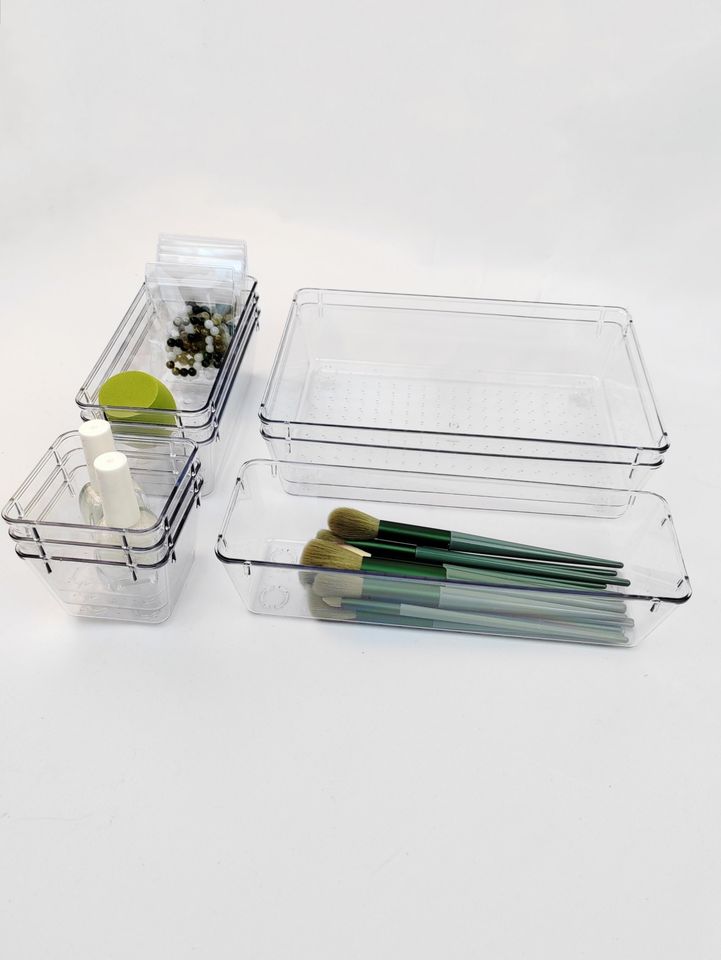 Plastic Drawer Organizer for Kitchen, Wardrobe, Bathroom, Office - Set of 10/17/27 Pieces